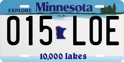 MN license plate 015LOE