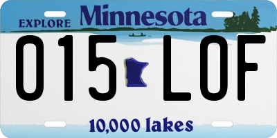 MN license plate 015LOF