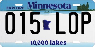 MN license plate 015LOP