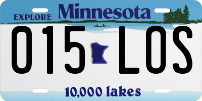 MN license plate 015LOS