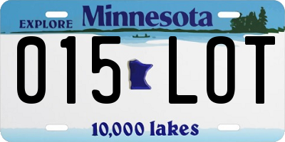 MN license plate 015LOT