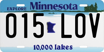 MN license plate 015LOV