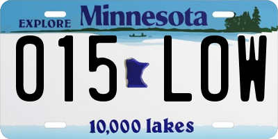 MN license plate 015LOW