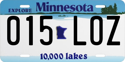 MN license plate 015LOZ