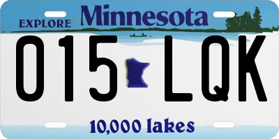 MN license plate 015LQK