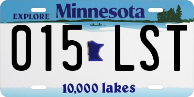 MN license plate 015LST