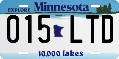 MN license plate 015LTD