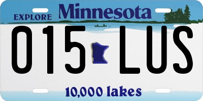 MN license plate 015LUS