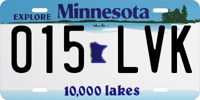 MN license plate 015LVK