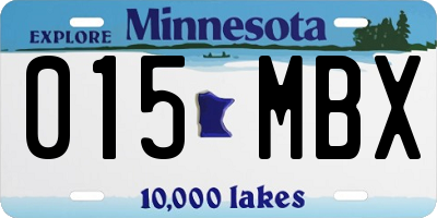 MN license plate 015MBX