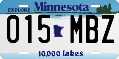 MN license plate 015MBZ