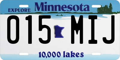 MN license plate 015MIJ