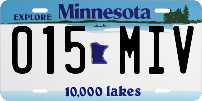 MN license plate 015MIV