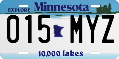 MN license plate 015MYZ