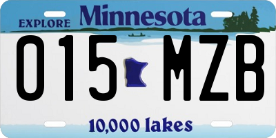 MN license plate 015MZB