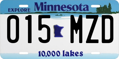 MN license plate 015MZD