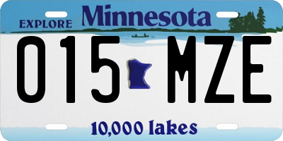 MN license plate 015MZE