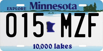 MN license plate 015MZF