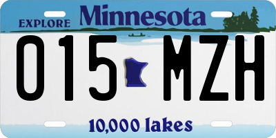 MN license plate 015MZH