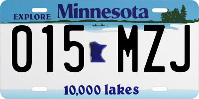 MN license plate 015MZJ