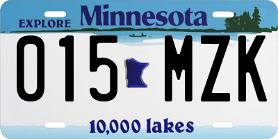 MN license plate 015MZK