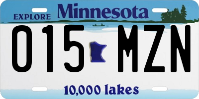 MN license plate 015MZN