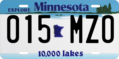 MN license plate 015MZO