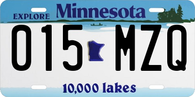 MN license plate 015MZQ