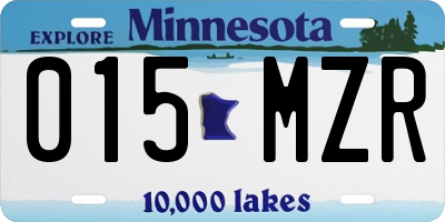 MN license plate 015MZR
