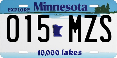 MN license plate 015MZS