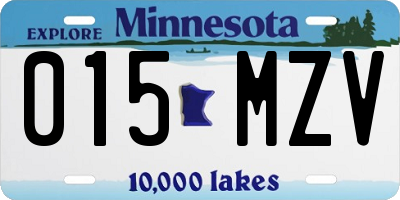 MN license plate 015MZV
