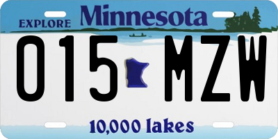 MN license plate 015MZW