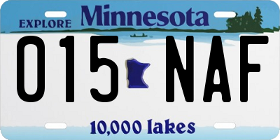 MN license plate 015NAF