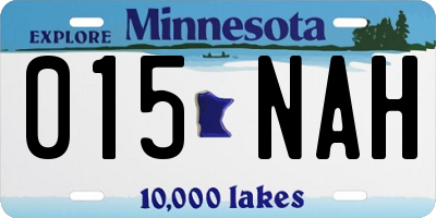 MN license plate 015NAH
