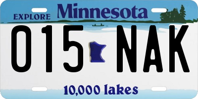 MN license plate 015NAK