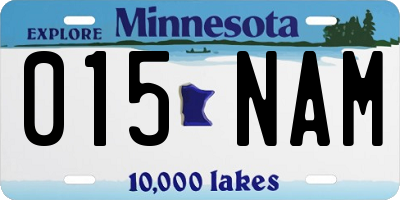 MN license plate 015NAM