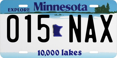MN license plate 015NAX