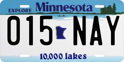 MN license plate 015NAY