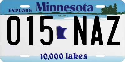 MN license plate 015NAZ