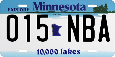 MN license plate 015NBA