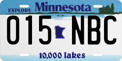 MN license plate 015NBC