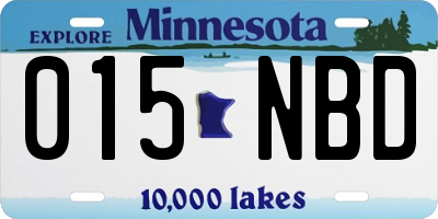 MN license plate 015NBD