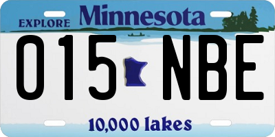 MN license plate 015NBE