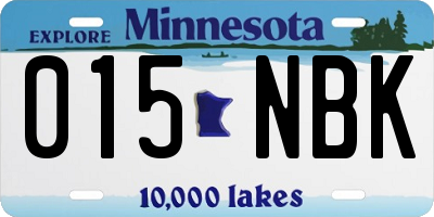 MN license plate 015NBK