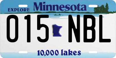 MN license plate 015NBL