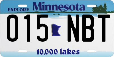 MN license plate 015NBT