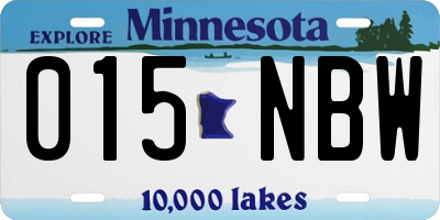 MN license plate 015NBW