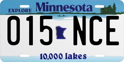 MN license plate 015NCE