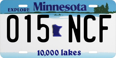 MN license plate 015NCF