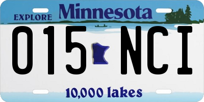 MN license plate 015NCI